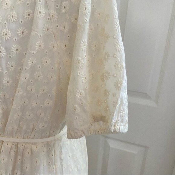 Madewell Eyelet Tassle Tie Cream Dress Sz 10 NWT Peasant Cottage Core Boho - Picture 9 of 12